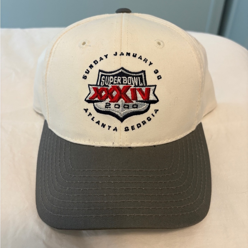 Vintage 2000 Super Bowl White Cap Atlanta Y2K